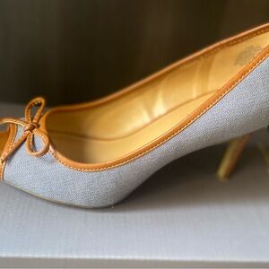 Nine West Gray and Tan Heels